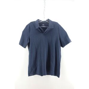 Oakley Polo Shirt Short Sleeve Adult L Performance Golf Collar Blue Black Casual